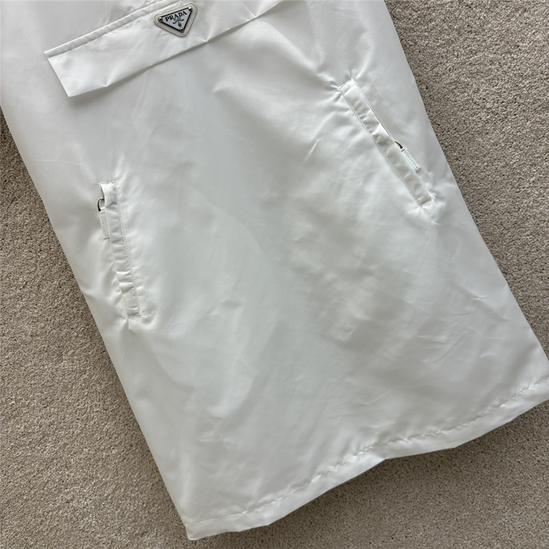 Pra*a stand collar half zip nylon short sleeve dress replica clothes