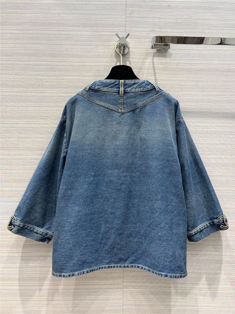 Ch**el denim blue denim mid-sleeve jacket top replica clothes