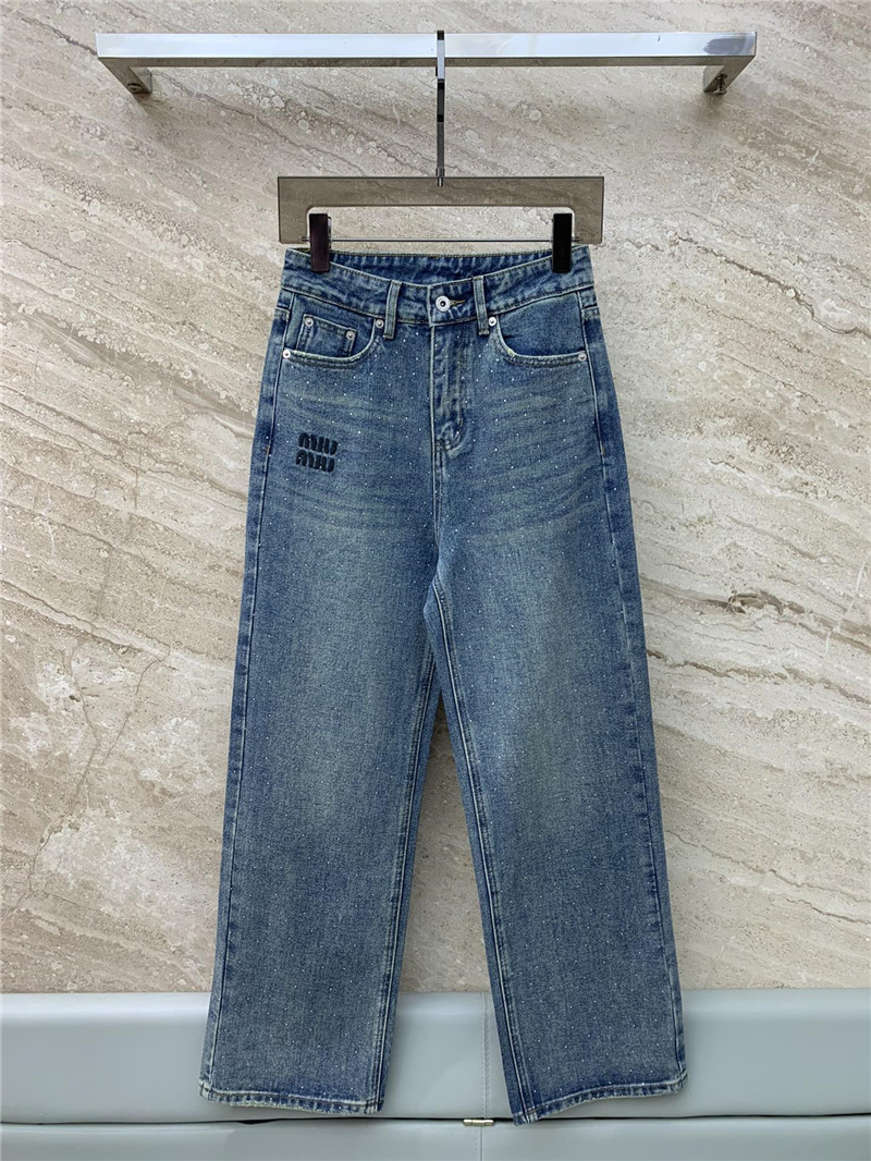 m1um1u hot D1am0nd straight denim trousers replicas clothes