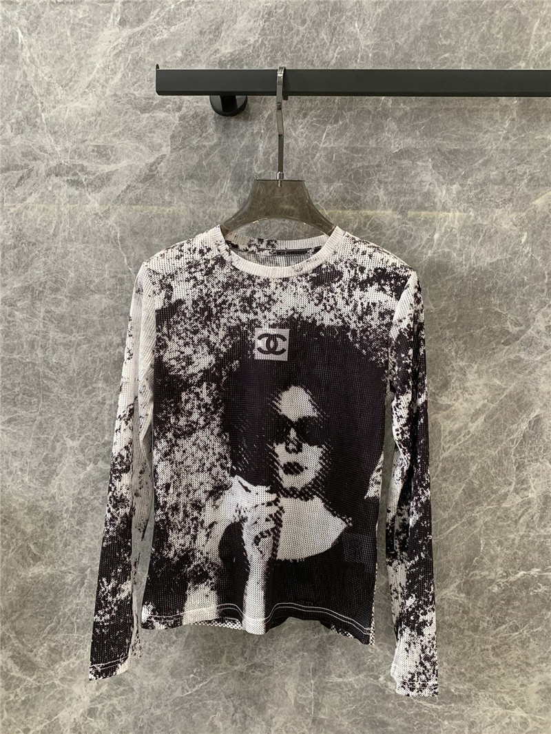 Ch**el retro tie-dye printed bottoming shirt replica clothing