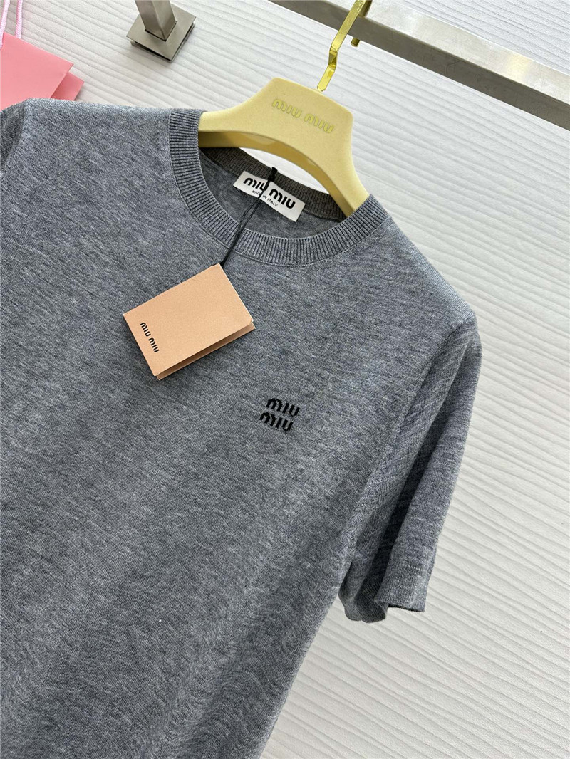 M1um1u small logo knitted short sleeve replica clothing sites
