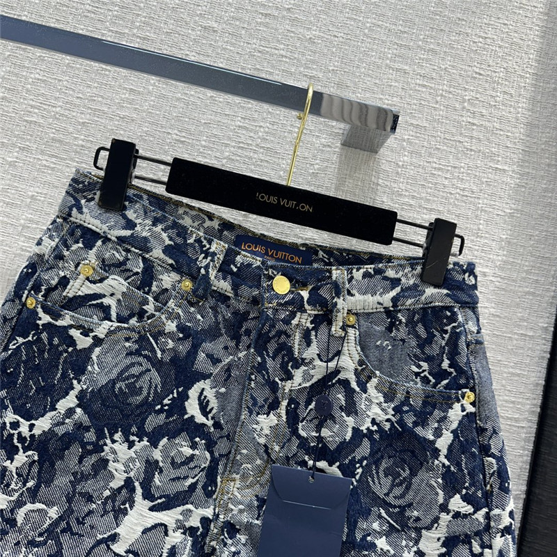 l0vis Vvtt0n lv vintage jacquard denim shorts replica clothing