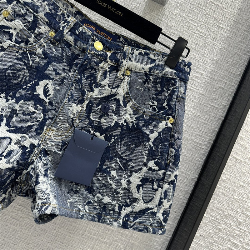 l0vis Vvtt0n lv vintage jacquard denim shorts replica clothing