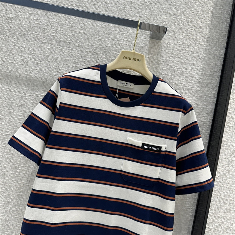 M1um1u striped short-sleeved t-shirt replica clothing sites