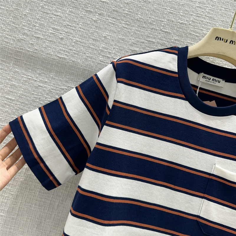 M1um1u striped short-sleeved t-shirt replica clothing sites