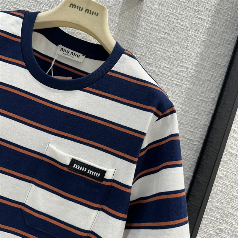M1um1u striped short-sleeved t-shirt replica clothing sites