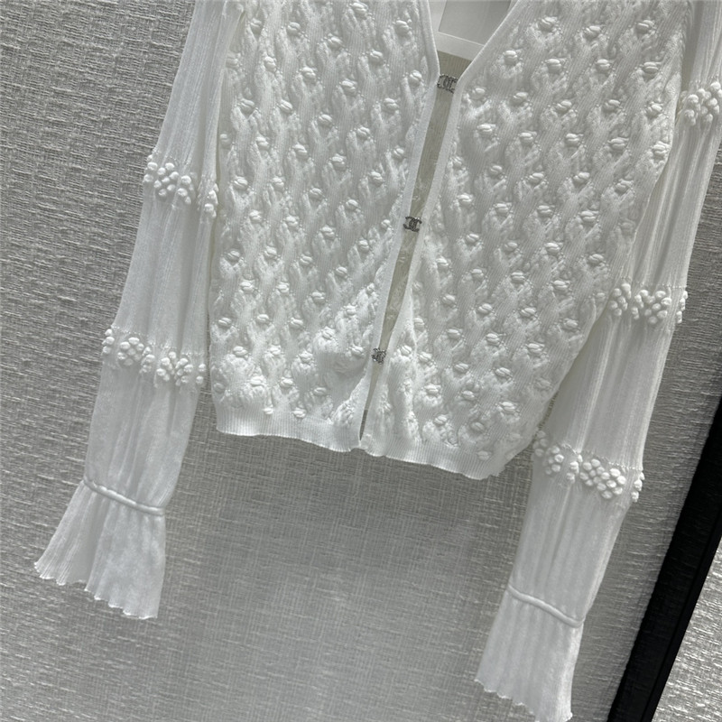 Ch**el hook fastening knitted cardigan in white