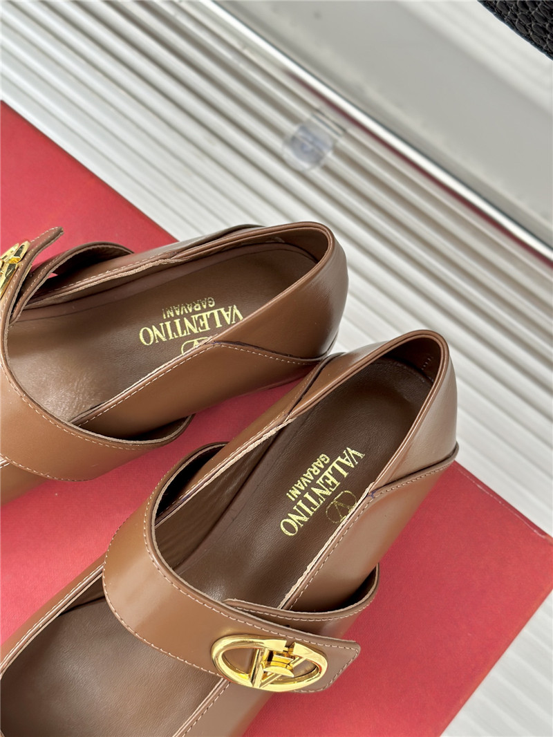 Va1e*ntin0 metal v buckle mary jane shoes replica designer shoes