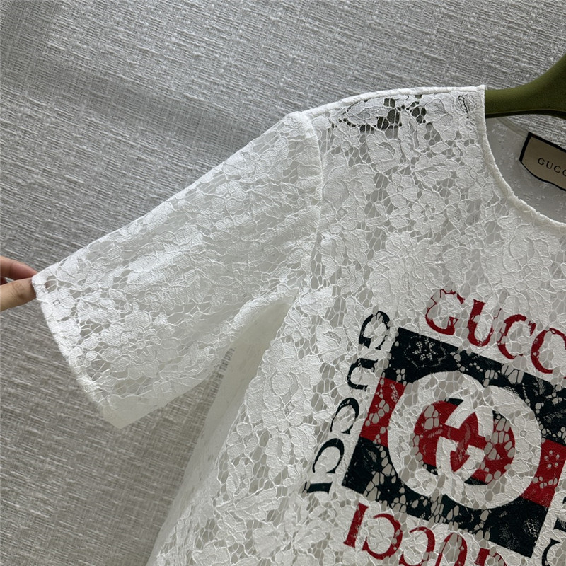 Gvc*1 zippered round neck lace short sleeve top replica clothes
