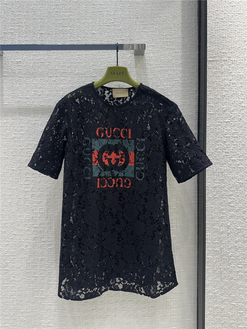 Gvc*1 zippered round neck lace short sleeve top replica clothes