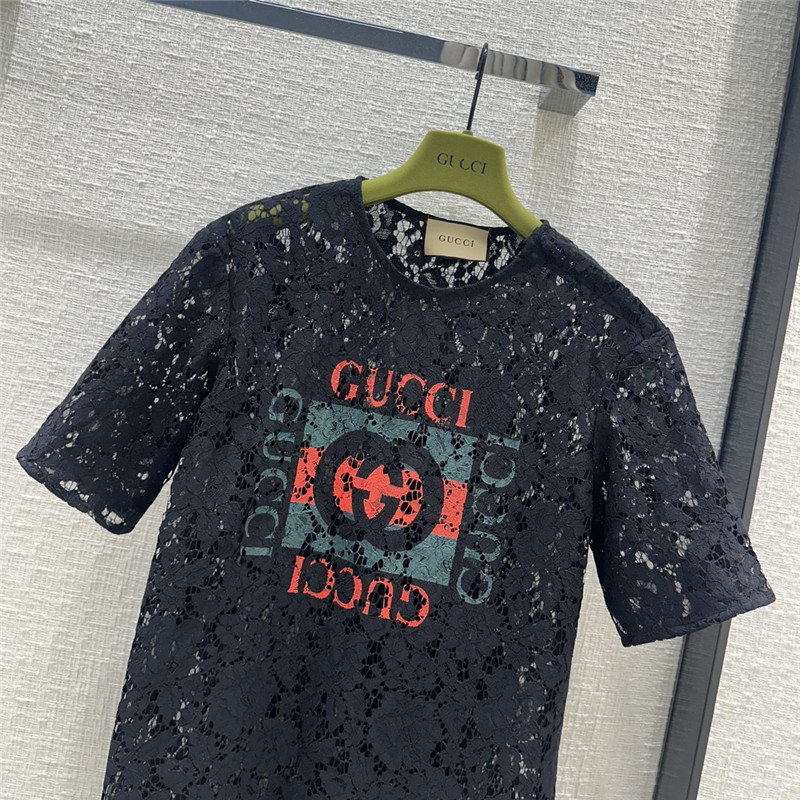 Gvc*1 zippered round neck lace short sleeve top replica clothes