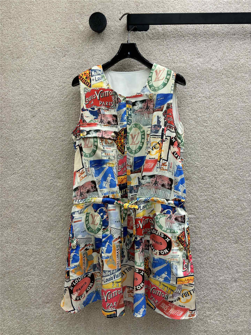 l0vis Vvtt0n lv printed drawstring dress replicas clothes