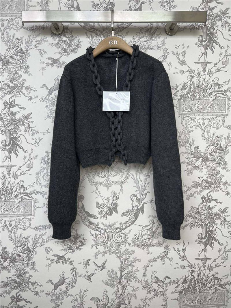 A1exa*der wang chain-trim v-neck cardigan