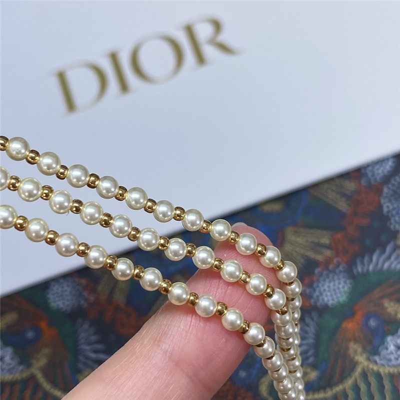 D10r glass bead triple pearl choker waist chain