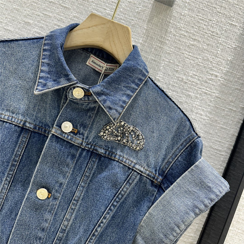 a1exa*der Mcqv*en roll sleeve denim dress replicas clothes