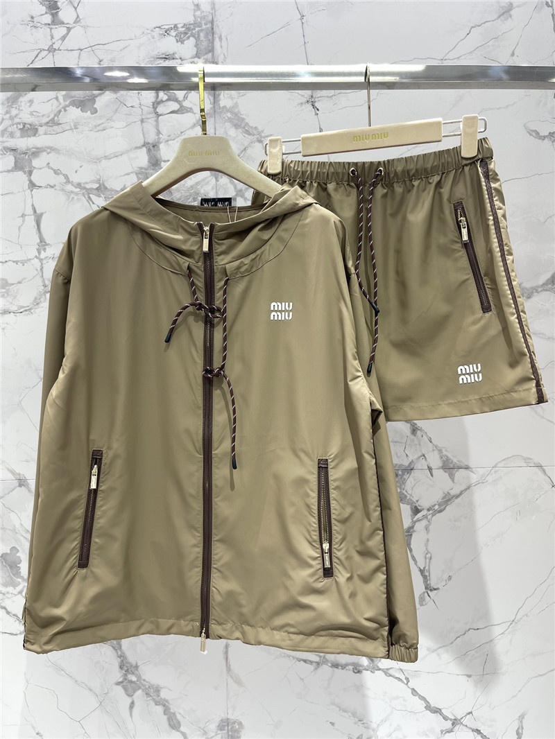 M1um1u zippered nylon sun protection jacket and skirt suit