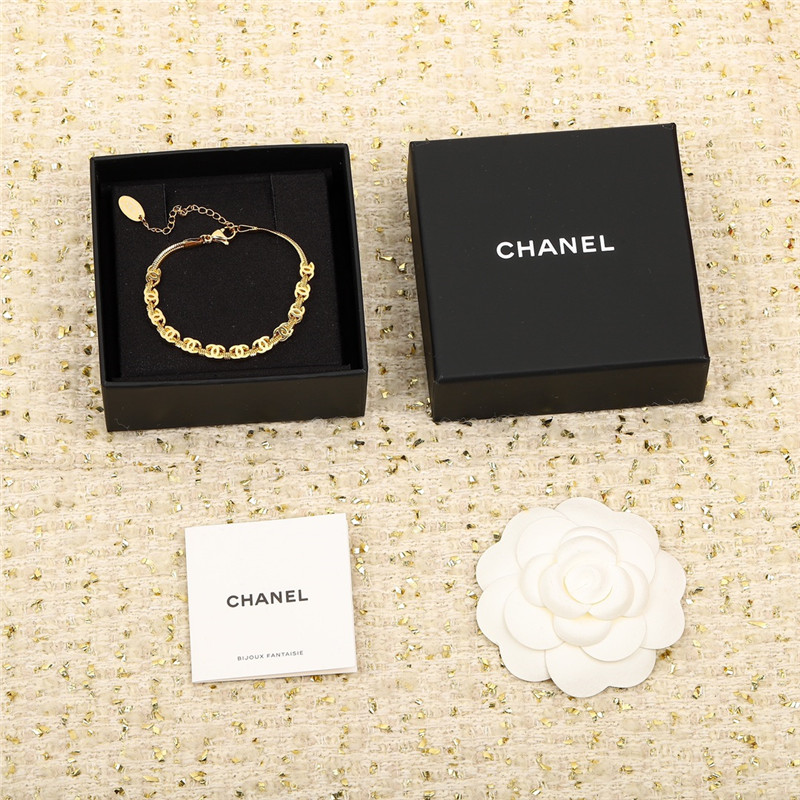 Ch**el gold c snake bone chain bracelet