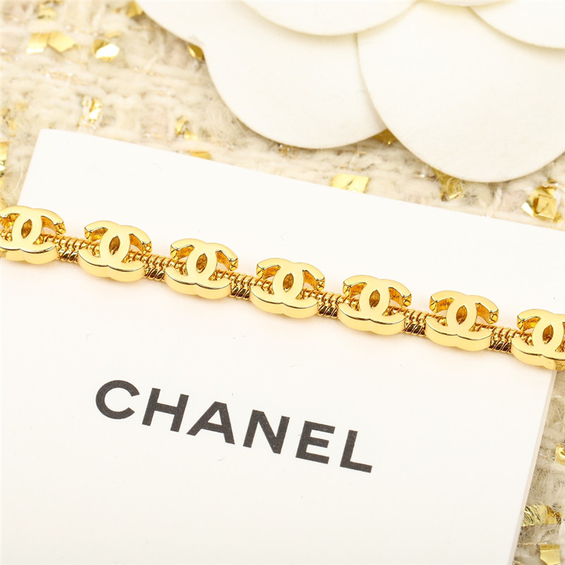 Ch**el gold c snake bone chain bracelet