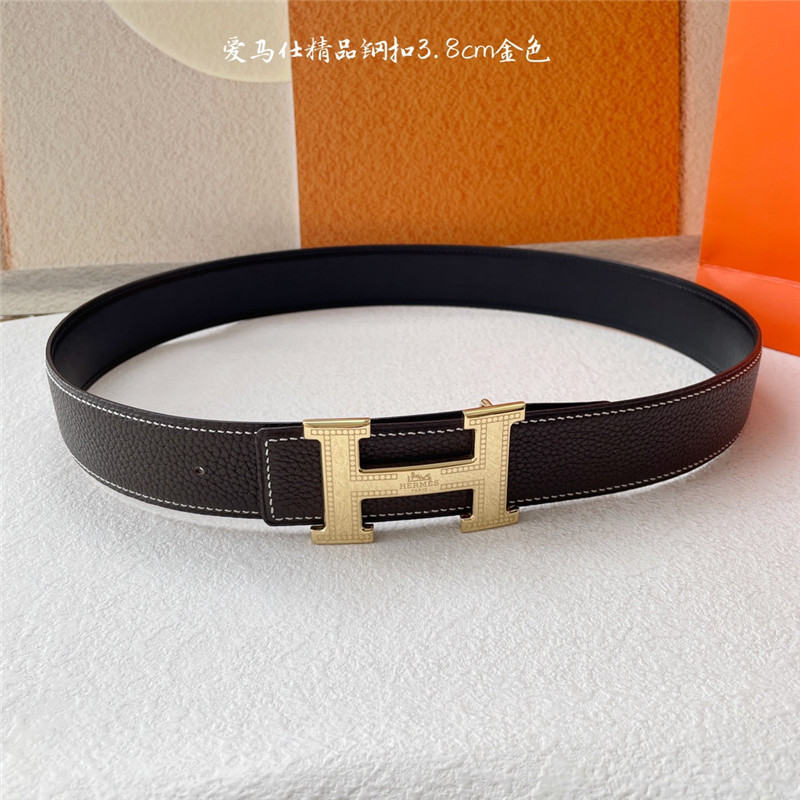 H**me5 pebbled cow leather with plain bottom belt