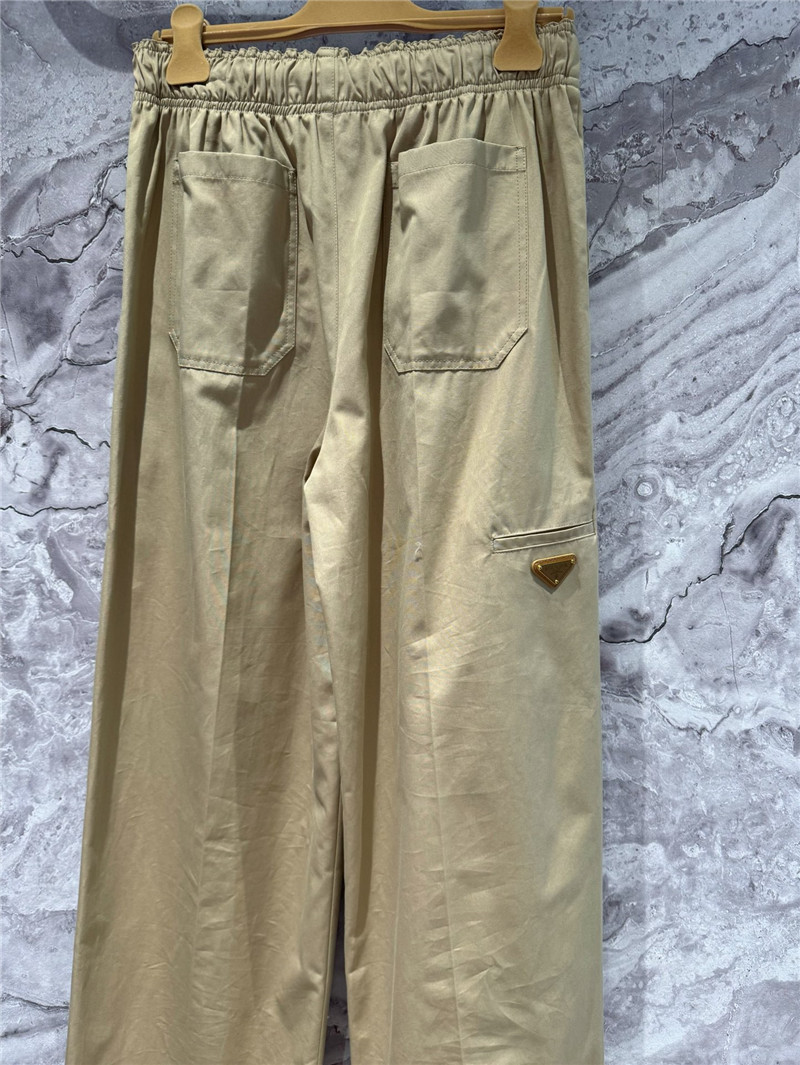 Pra*a custom dyed khaki elastic waist trousers replica clothing