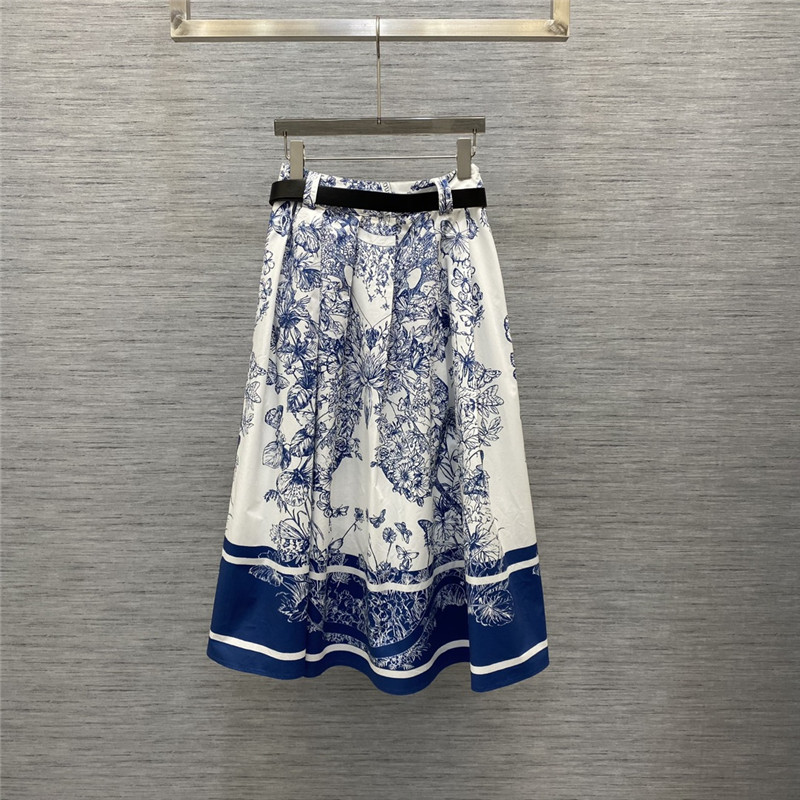 D10r printed long hem skirt replica d&g clothing