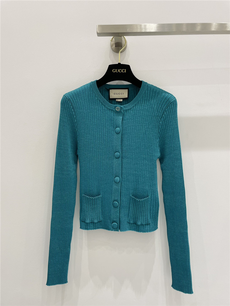 Gvc*1 slim round neck cardigan in blue
