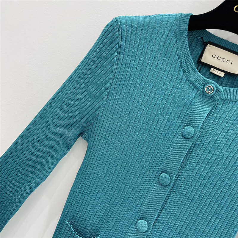 Gvc*1 slim round neck cardigan in blue