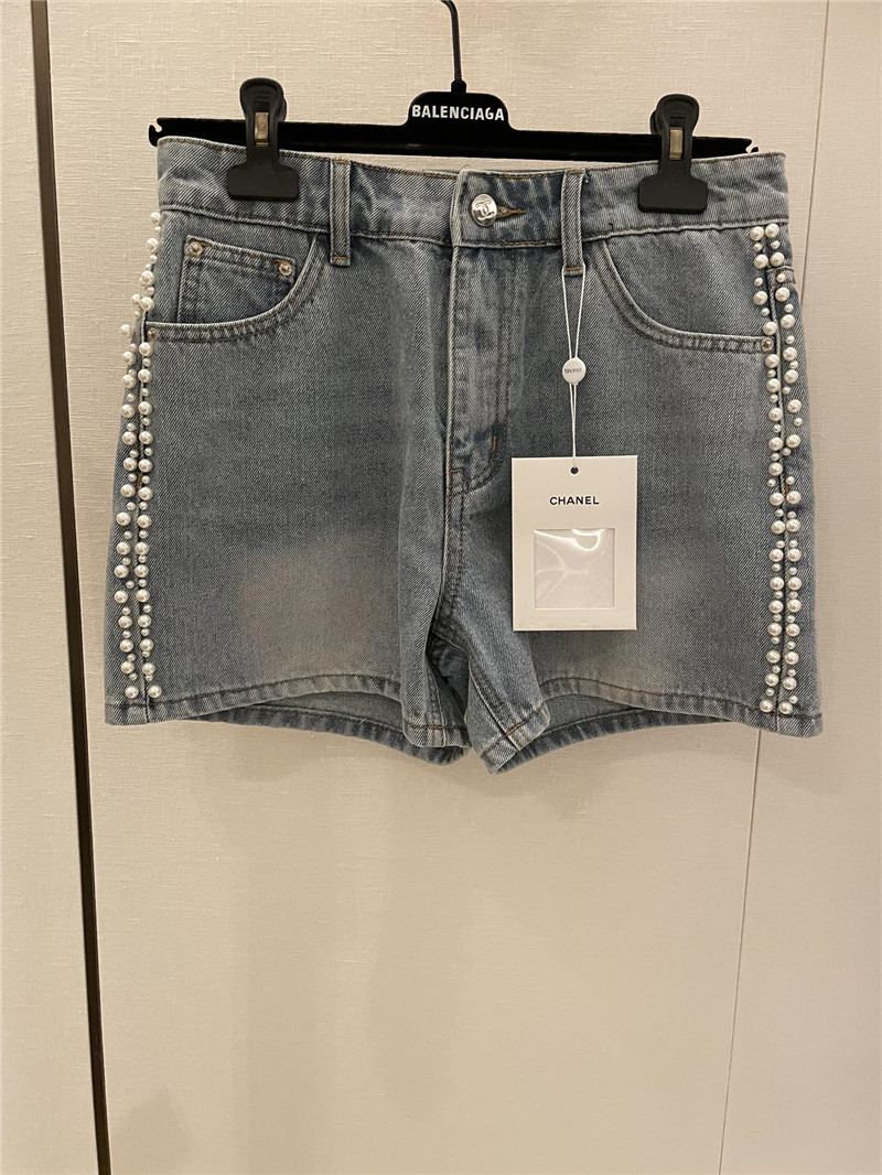 Ch**el beaded denim shorts replica d&g clothing