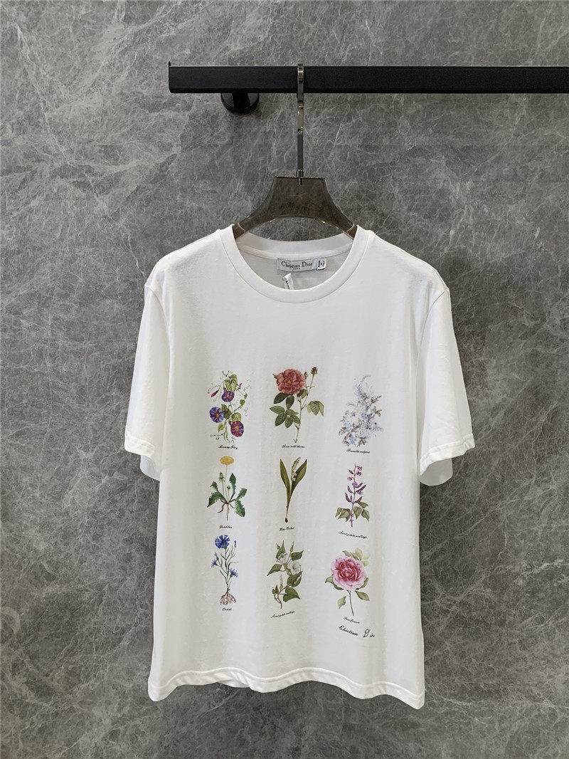 D10r botanical print round neck short-sleeved t-shirt replica clothing