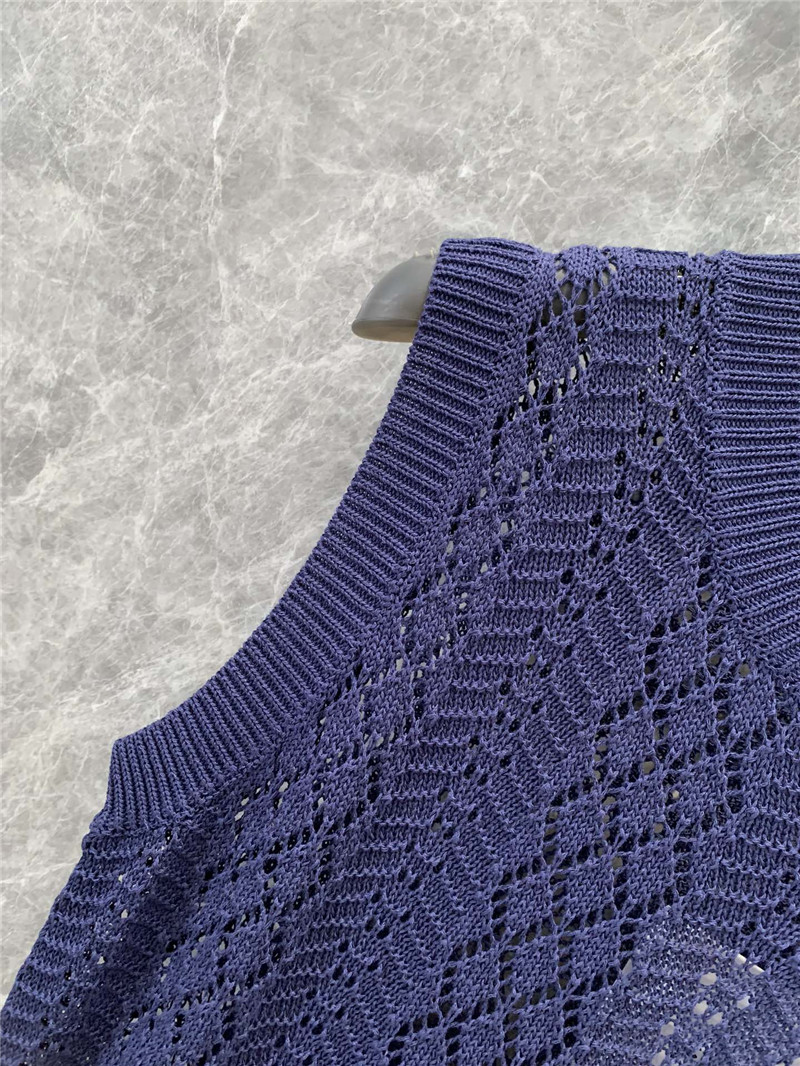 Ch**el double c rhombus hollow knitted vest replica clothes