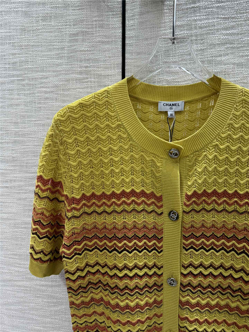 Ch**el wavy knitted short-sleeve cardigan