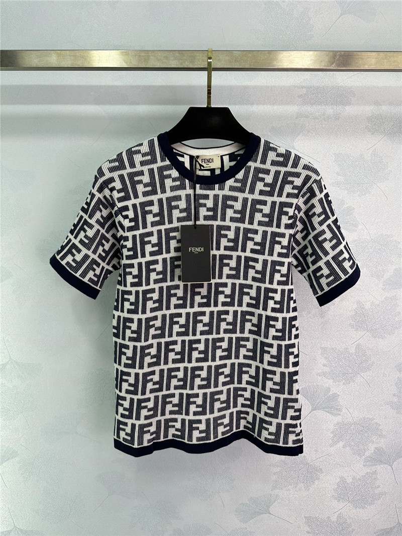 F**di knitted round neck short sleeve replica d&g clothing