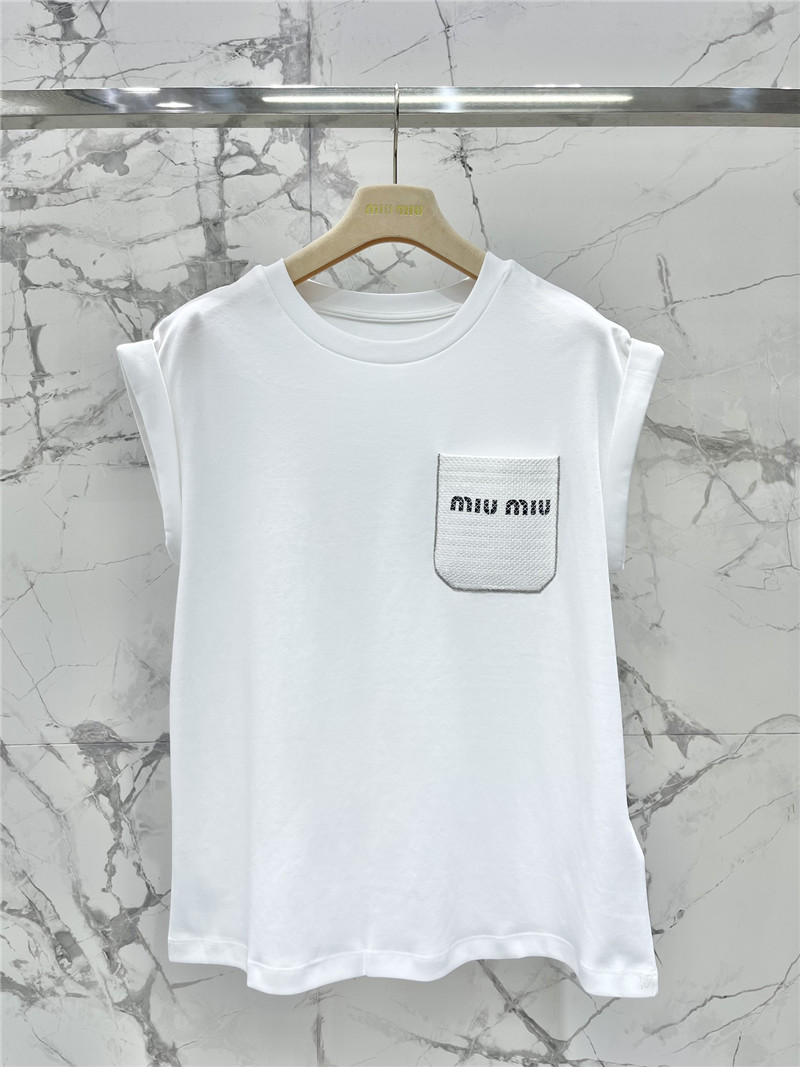 M1um1u embroidered pocket sleeveless top replicas clothes