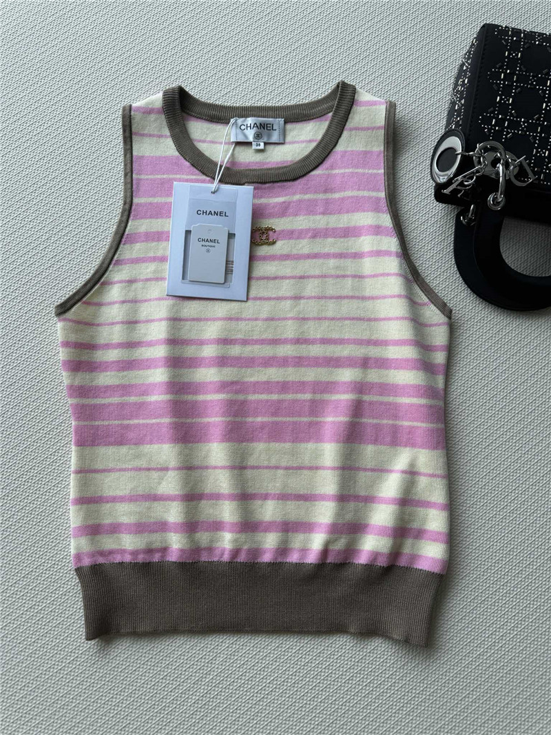 Ch**el pink striped vest replica d&g clothing