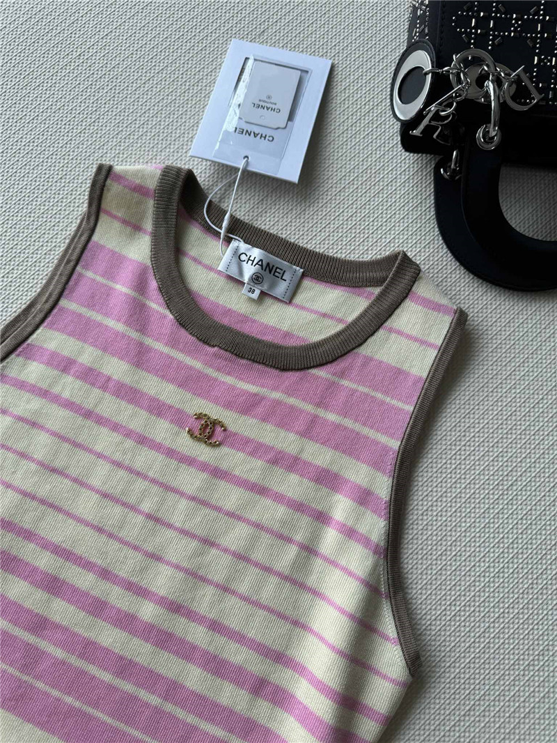 Ch**el pink striped vest replica d&g clothing