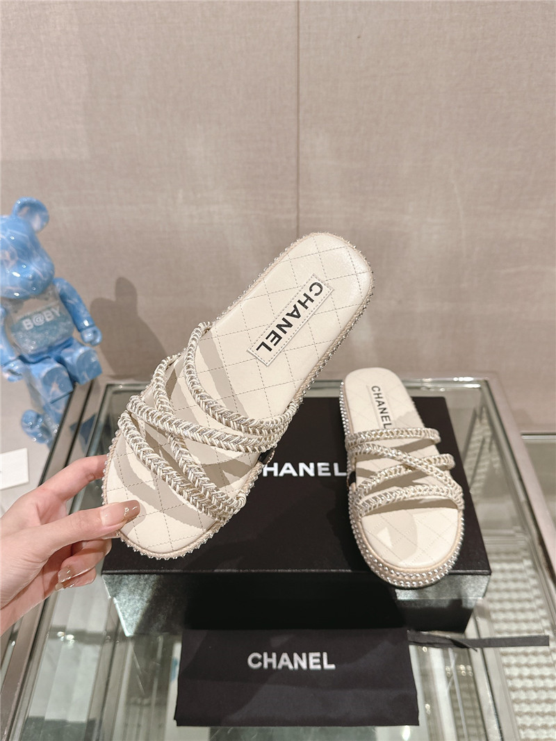 Ch**el cross rope platform slippers