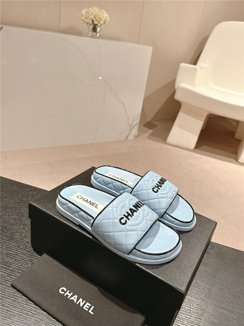 Ch**el lambskin quilted textured mules sandals