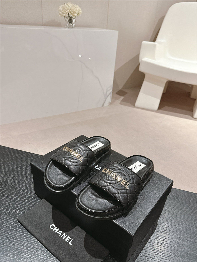Ch**el lambskin quilted textured mules sandals