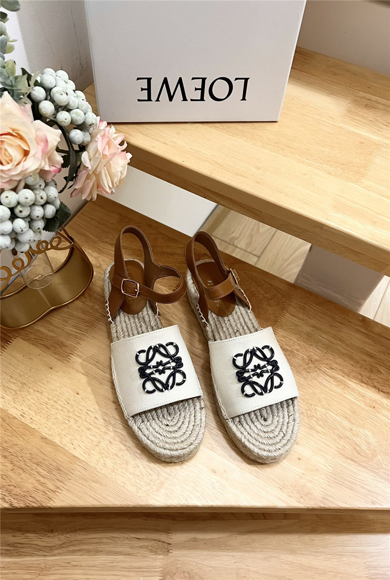 L0ew* anagram canvas espadrille sandals black