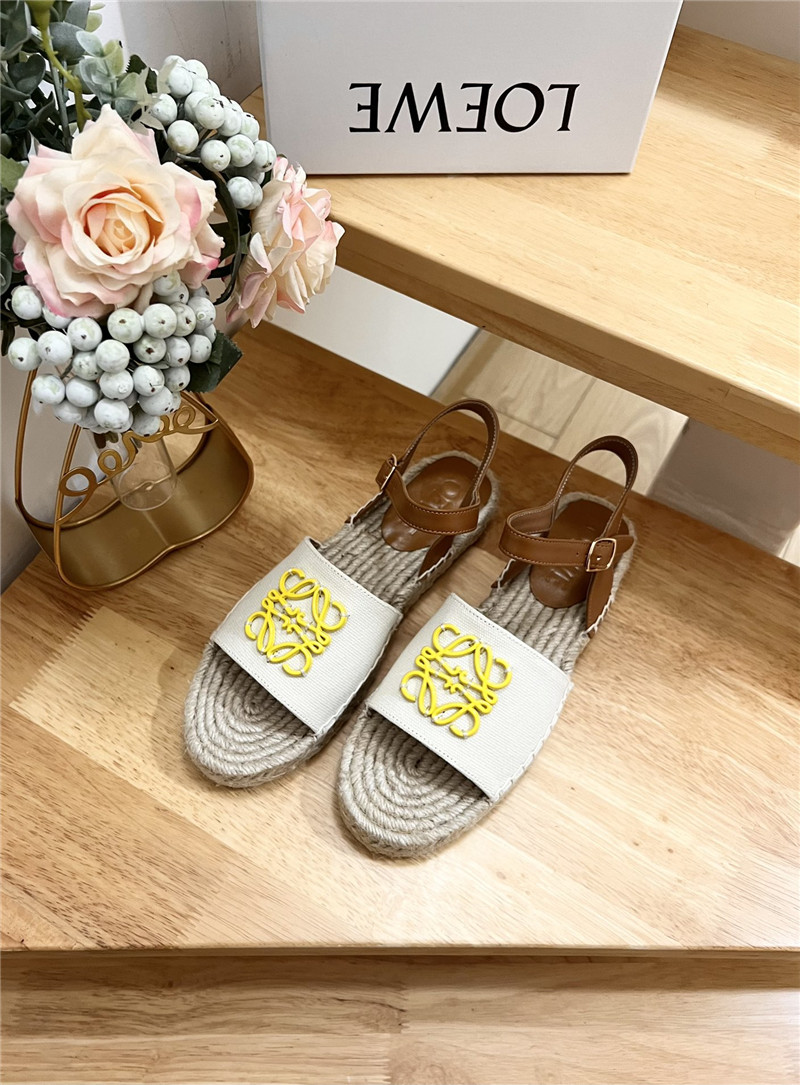 L0ew* anagram canvas espadrille sandals yellow