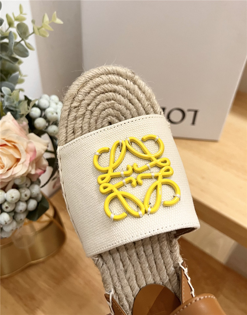 L0ew* anagram canvas espadrille sandals yellow