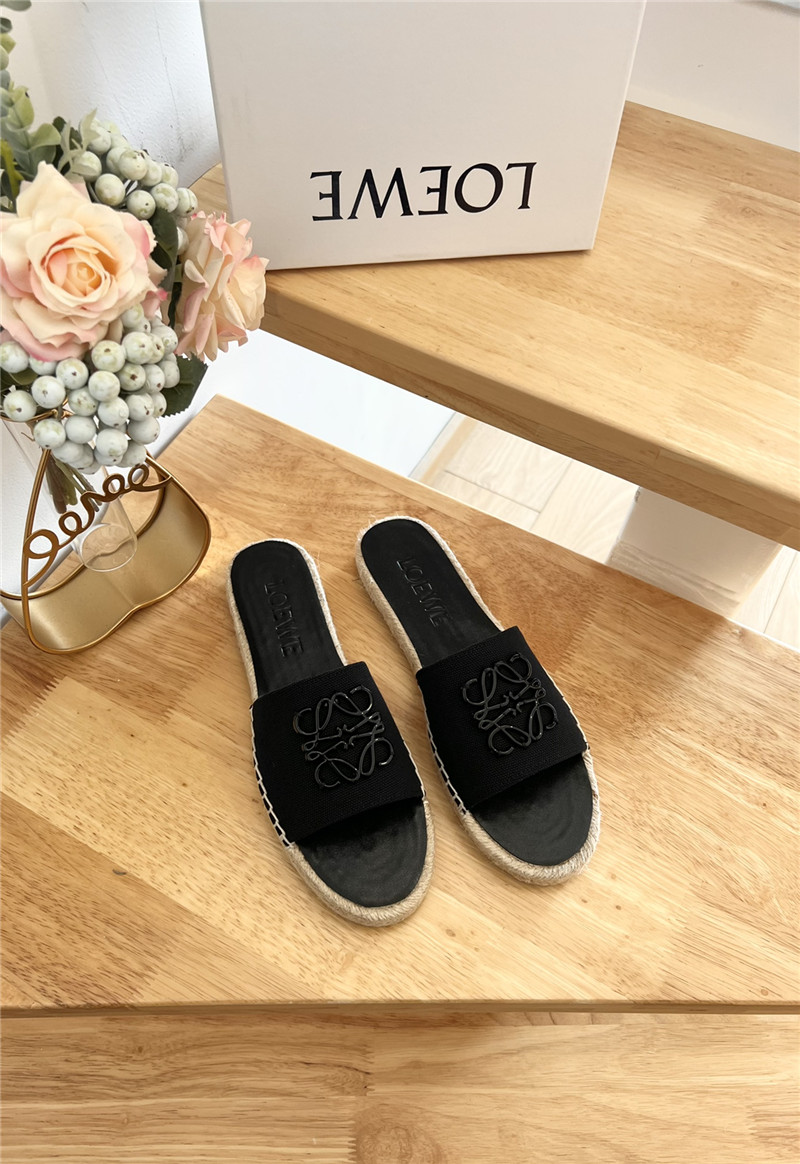L0ew* espadrille leather slide black