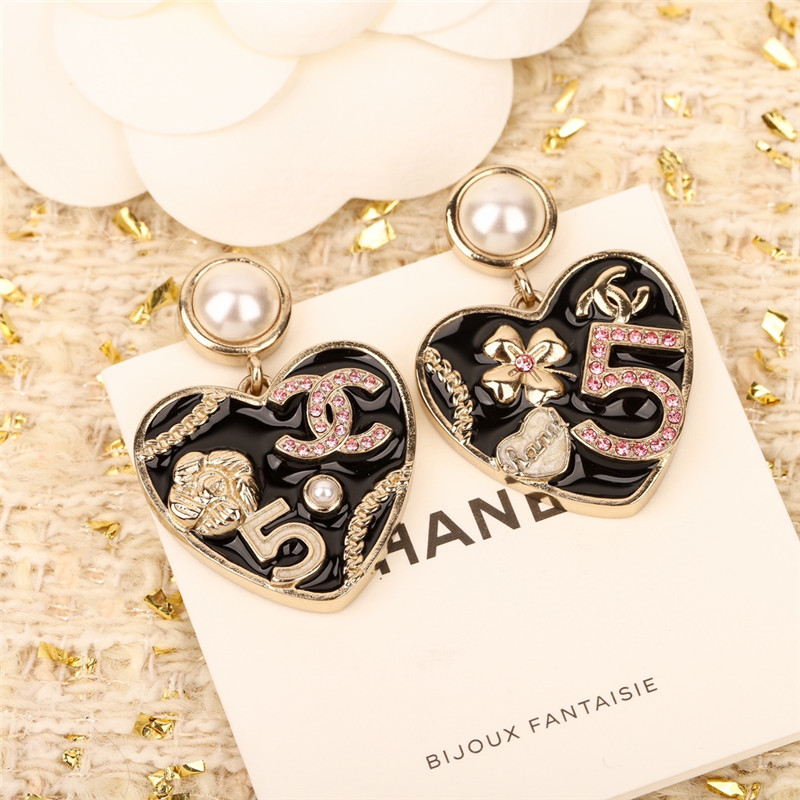 Ch**el white bead love heart earrings
