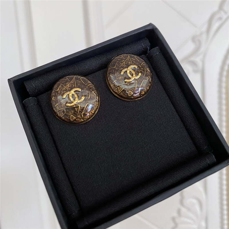Ch**el round semi-transparent enamel earrings