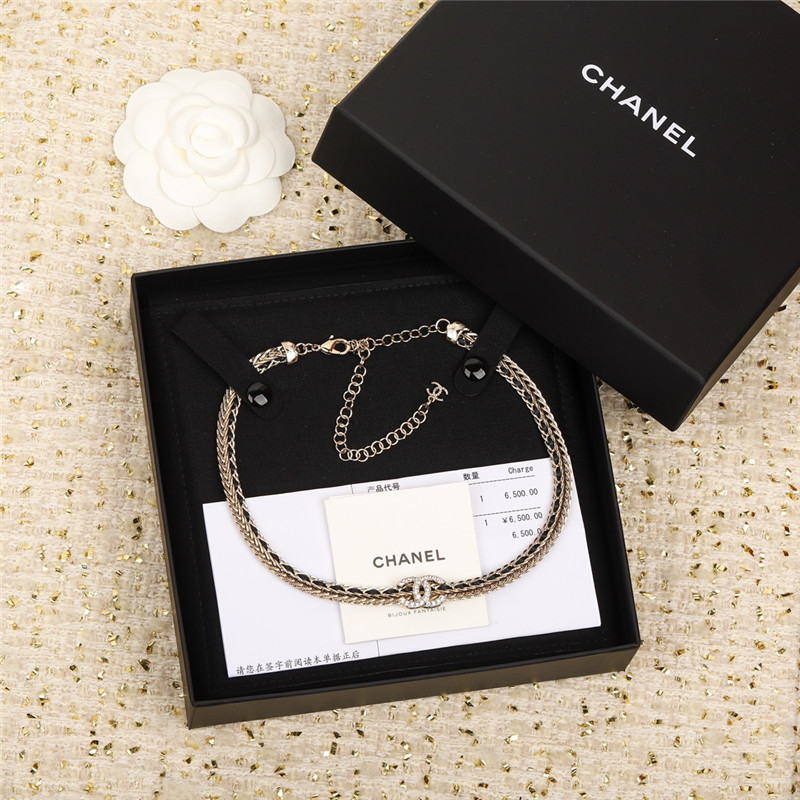 Ch**el black and white double choker necklace