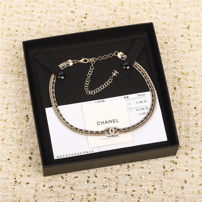 Ch**el black and white double choker necklace