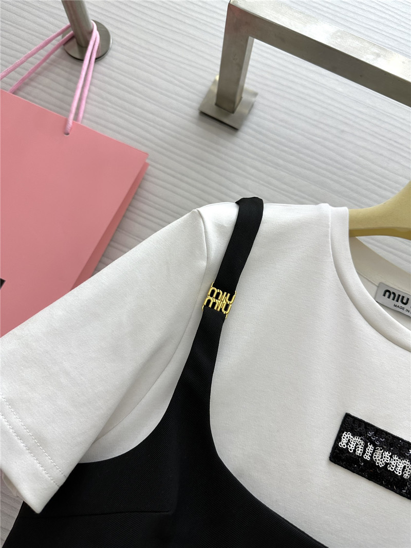 M1um1u fake two piece patchwork design dress replica clothing