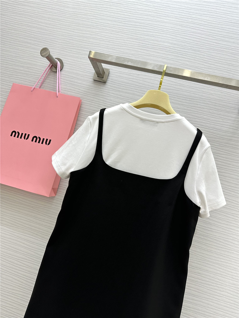 M1um1u fake two piece patchwork design dress replica clothing