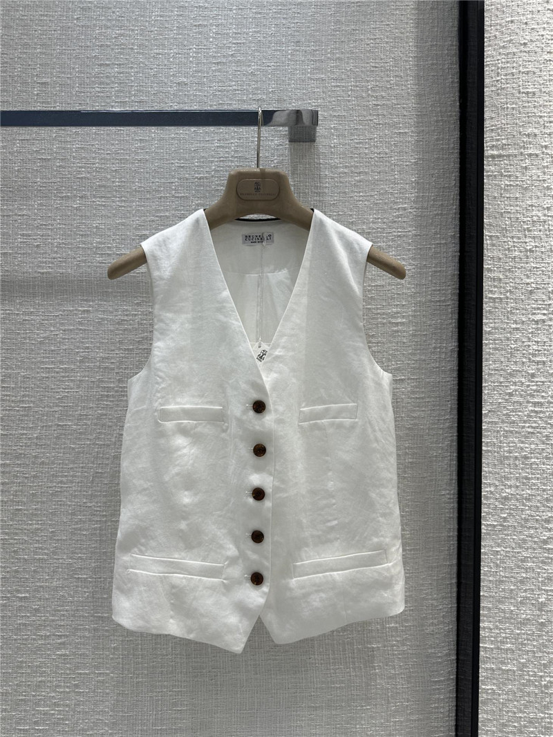 BC white cotton and linen vest suit replica clothes