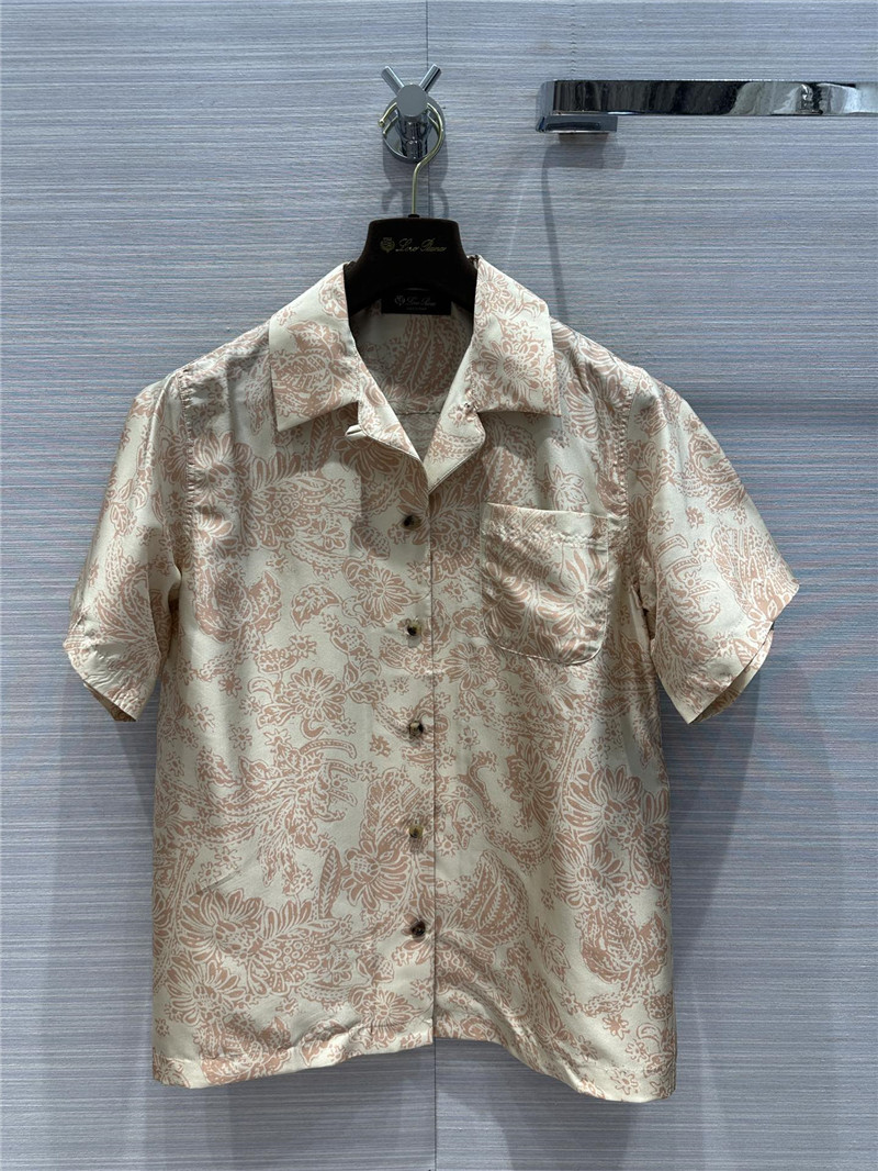 L0r0 P1ana mulberry silk short-sleeved shirt replica d&g clothing